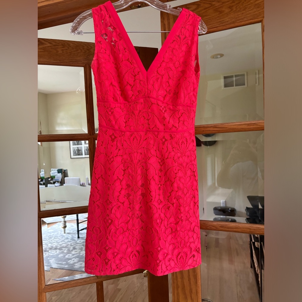 pink short lace dress